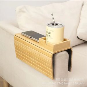 Plateau d'accoudoir de canapé en bambou avec porte-gobelet, table d'appoint pliable avec rangement pour salon et usage domestique - Product Image 2