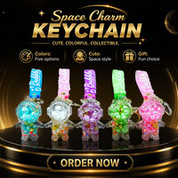 Porte-clés Astronaute en Acrylique Transparent avec Pendentif Shaker, Perles Bulles et Paillettes, Breloque de Sac