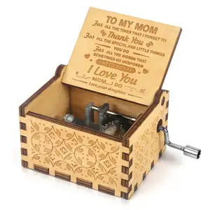 Caja de música con manivela grabada a mano, mecanismo U R My Sunshine, regalo antiguo Vintage Personalizable para decoración del hogar