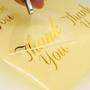 Autocollants transparents en BOPP avec inscription « Merci » en feuille d'or, forme irrégulière, cadeaux de mariage, cadeaux pour la fête nuptiale - Product Image 1