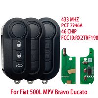 LTQFI2AM433TX pour Fiat 500 Doblo Bravo Ducato Qubo Grande Punto Marelli DelphiBSI Remote Flip Car Key 433Mhz ID46