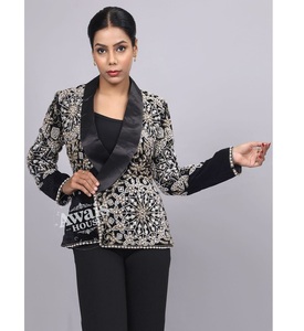 แจ็กเก็ตเบลเซอร์ผ้าทอทันสมัยสำหรับผู้หญิงดีไซน์ทรงสลิมฟิตแขนยาวสำหรับธุรกิจการประชุมทางการทางการดูสบายๆซัพพลายเออร์อินเดีย - Product Image 1