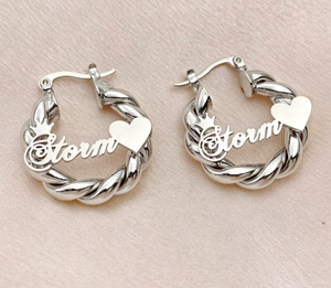 <span class=keywords><strong>Orecchini</strong></span> a Cerchio Personalizzati con Nome e Lettera a Cuore, in Acciaio Inossidabile Placcato Oro, <span class=keywords><strong>Mini</strong></span> <span class=keywords><strong>Orecchini</strong></span> a Cerchio con Nome per Bambini - Product Image 2