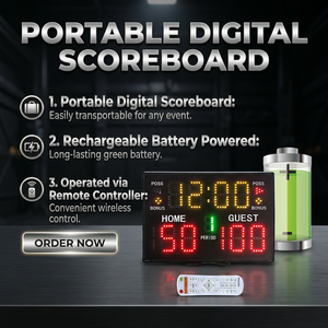 Tabellone Segnapunti Elettronico YIZHI, Tabellone Digitale con Batteria Integrata 18650, Tabellone Segnapunti LED Portatile per Basket - Product Image 2