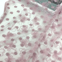 Tissu en dentelle haut de gamme HG Wholesale Factory, élégant et luxueux, brodé de fleurs 3D, paillettes brillantes, maille, pour robe de mariée, robe de soirée