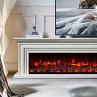 Meuble TV avec foyer électrique, style français personnalisé, cheminée décorative avec chauffage, insert de flamme simulée pour usage domestique