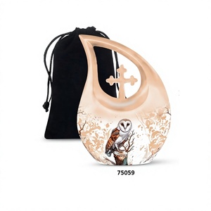 Urna de cremación de búho con gota de lágrima cruzada hermosa superventas para cenizas humanas, urna funeraria decorativa de recuerdo con bolsa de terciopelo gratis - Product Image 1