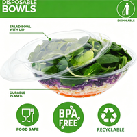 WALLSON Bol en PET transparent de 64 oz avec couvercle, récipient jetable pour salades, fruits et grandes portions |   Fabricant expérimenté
