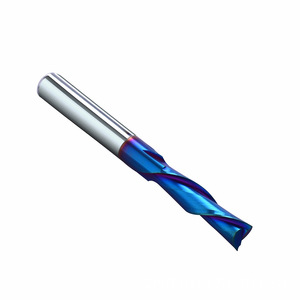 Cortador recto <span class=keywords><strong>de</strong></span> ángulo <span class=keywords><strong>de</strong></span> ataque <span class=keywords><strong>de</strong></span> 2 hojas, fresado azul giratorio superior inferior, revestimiento Altin <span class=keywords><strong>de</strong></span> carburo integral, OEM personalizable - Product Image 1