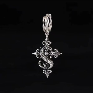 Cross Pendant Earrings Tibetan Silver Bezel Setting Geometric Design Unisex Street Style - Product Image 1