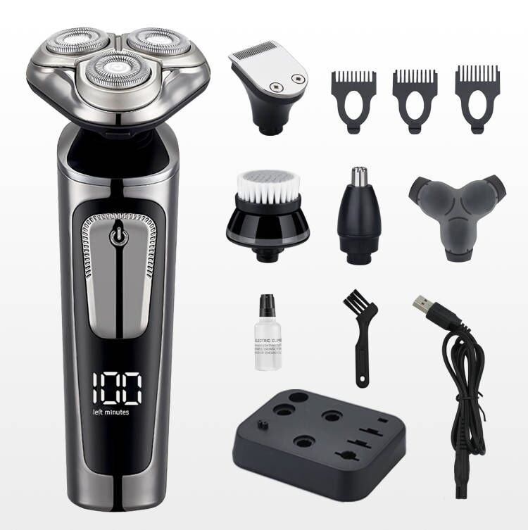 4 в 1 Amazon, Лидер продаж, устройство для удаления волос на лице, водонепроницаемая Вращающаяся бритва с USB, триммер для бороды, носа, волос, электробритва для мужчин