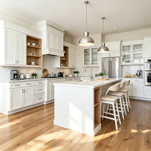 <span class=keywords><strong>Cuisine</strong></span> moderne en <span class=keywords><strong>bois</strong></span> OWS personnalisée, modulaire, écologique, ignifuge, avec évier blanc, poignées, tiroirs <span class=keywords><strong>et</strong></span> armoires prêts à l'emploi - Product Image 2
