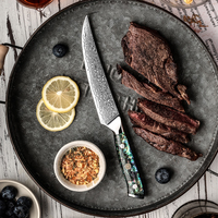 Professionnel forgé 5.5 pouces poignée d'ormeau à haute teneur en carbone japonais en acier damas couteau à Steak de cuisine de luxe