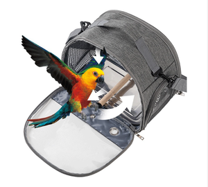 Kuş papağan seyahat taşıyıcısı taşınabilir kuş kafesi paslanmaz çelik tepsi çıkarılabilir ahşap standı sopa ve uzun omuz askısı çantası - Product Image 1