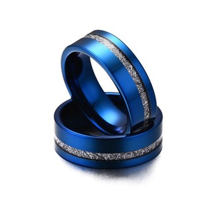 Anillo de boda para hombre de carburo de tungsteno azul/negro de 8 mm con incrustación de imitación de meteorito, ajuste cómodo - Product Image 3
