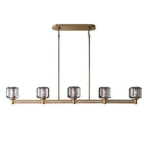 Lustre vintage multi-têtes pour restaurant, bar, ambiance créative, globe en verre transparent - Product Image 3