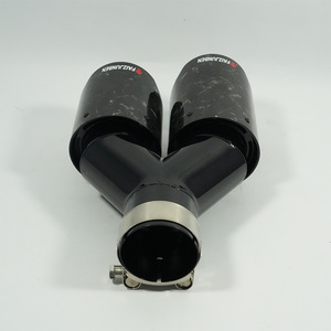 Embouts d'échappement de voiture double FAIZJUNBEN, finition brillante, fibre de carbone noire forgée, embout d'échappement de type Y, directement du fabricant - Product Image 3