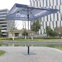 Guarda-chuvas quadrados para pátio, estampa de logotipo personalizada, alta qualidade, resistente às intempéries, parque ao ar livre, 4 painéis, com peças
