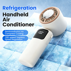 Rechargeable Portable Handheld 100-Step Stepless Speed Semiconductor Ice Cooling <b>Mini</b> <b>Fan</b> With Digital Display - Product Image 2