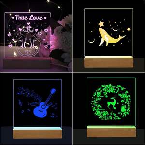 Lampe décorative LED sur socle en bois massif, surdimensionnée, ronde, couleur personnalisée, faite à la main, pour la décoration de la maison, support d'affichage, lampe de nuit - Product Image 6