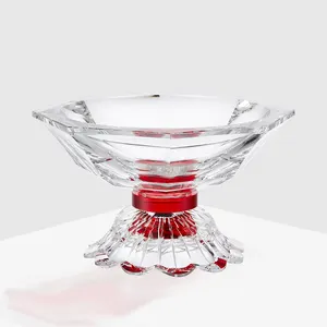 Wholesale High Quality Crystal Glass Fruit Plate Table Centerpieces Transparent Glass Fruit Bowl Plate For Decoration