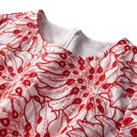 Tissu à oeillets rouge 100% coton brodé à bordure unique de haute qualité en gros pour robes de mariée bricolage respirant et à séchage rapide