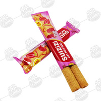Vente en gros de délicieux rouleaux de lait d'avoine halal gaufrettes soufflées saveur fraise biscuits remplissage lait confiture bâton fibre boîtes en vrac emballage