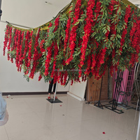 Guirlande de fleurs artificielles de glycine rouge SMS pour plafond, décoration florale pour mariage, salle de banquet, toile de fond