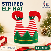 Chapeaux d'elfes de Noël - en plastique souple, coupe classique avec impression numérique motif pieds de Père Noël pour accessoires de fête cosplay