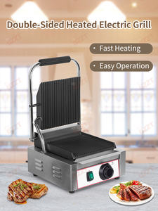 Gril à panini électrique en acier inoxydable pour restaurant, plaque chauffante numérique sans fumée pour <span class=keywords><strong>sandwich</strong></span>, panini, <span class=keywords><strong>poulet</strong></span>, steak, côtelette de porc - Product Image 6