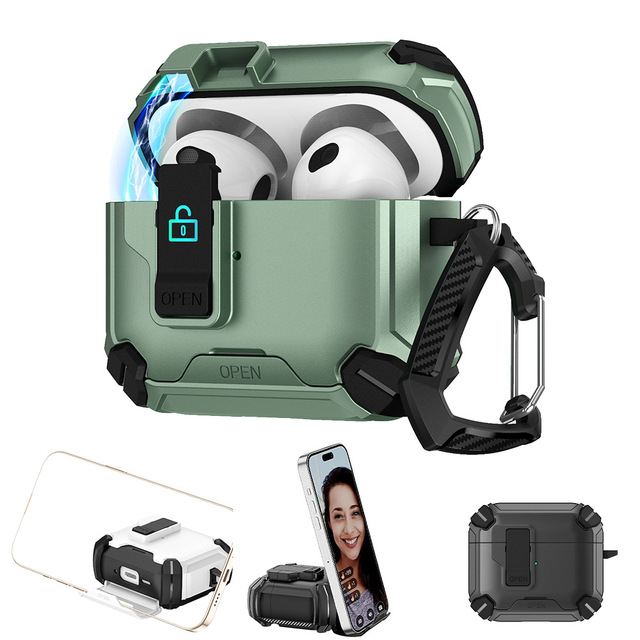 Armor Protector Case for Apple Airpods 1/2/3 Pro Shockproof TPU Cover Cell Phone Holder Plastic Wireless Earbuds Bag