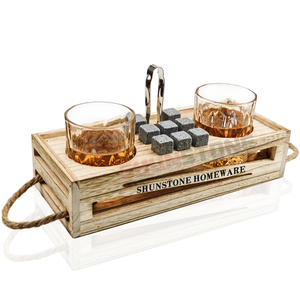 Ensemble de <span class=keywords><strong>Whisky</strong></span> sur mesure avec support en bois naturel, verres transparents en cristal, granit, vente exceptionnelle, - Product Image 2
