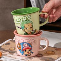 Mug en céramique One Piece Luffy Zoro Chopper, tasse à café anime, bord contrasté, tasse à eau pour la maison, cadeau pour garçons