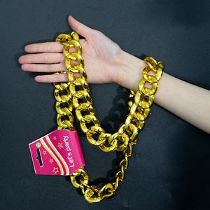 Chunky Color oro Hip Hop acrílico plástico plano grande <span class=keywords><strong>cubano</strong></span> cadena collar disfraz fiesta joyería al por mayor - Product Image 3