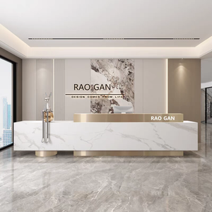 Comptoir de réception d'entreprise de luxe moderne Bar haut sens Hôtel Salon de beauté <span class=keywords><strong>Cave</strong></span> Pierre marbre Comptoir de caisse - Product Image 3