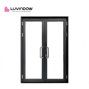 Portes françaises en verre et aluminium de conception simple Portes intérieures à rupture thermique Portes intelligentes à charnières à double vitrage ouvertes - Product Image 2