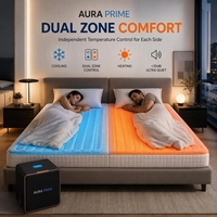 Surmatelas AuraPrime à double zone de refroidissement et de chauffage, système intelligent de circulation d'eau pour le contrôle de la température du lit, idéal pour les personnes ayant chaud la nuit