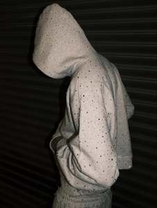 Felpa con Cappuccio Spider Personalizzata dal Produttore con Strass VVS 450 Gsm con Zip Oversize Nera Streetwear con Stampa Puff Spider OEM - Product Image 2