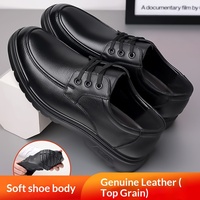 Chaussures habillées décontractées pour hommes en cuir pleine fleur véritable, élégantes, respirantes, désodorisantes, style britannique, à lacets