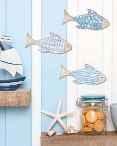 Decoración de pared de peces de madera, tema costero náutico de playa, decoración de madera de peces, arte de pared colgante para el Hogar, baño y dormitorio - Product Image 3