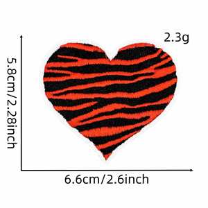 New Iron on Embroidered <b>Red</b> Checkered Heart Patch for Hat Hoodies Decoration - Product Image 3