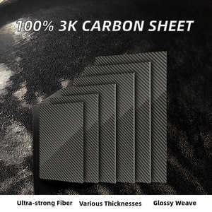 Lastra in Fibra di Carbonio 3K 100% Laminata, Tessitura Piana, Spessore 0.5mm-3.0mm, 400x500mm, Superficie Lucida - Product Image 2