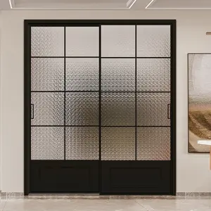 Glas-Stahl-Dreifachglas-Schiebetür retro Doppel-Eisen-Vordertüren für Villa Glasfasertür