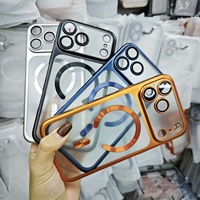 Coque de luxe mate plaquée pour iPhone 17 Pro Max, en PC rigide antichoc avec film de protection d'objectif, couverture translucide orange pour iPhone 17 Pro