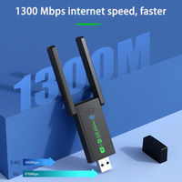 Adaptador USB 3.0 de 1300 Mbps con Bluetooth, Tarjeta de Red 2 en 1, Transmisor y Receptor para PC con Windows 10/11, Doble Banda 2.4G y 5Ghz
