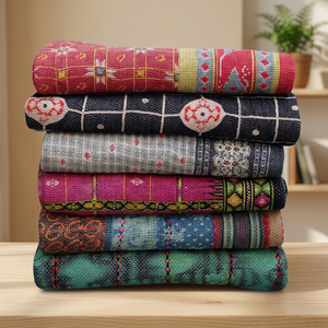 Wholesale Reversible Indian Sari Kantha <b>Quilt</b> Best Quality <b>Vintage</b> Kantha Throw - Product Image 4
