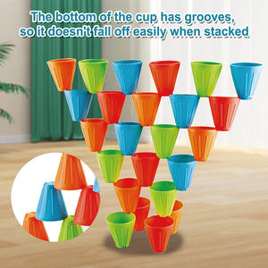 Gobelets éducatifs Montessori <span class=keywords><strong>3</strong></span> en 1 empilables, jouets pour bébés, kits de blocs de construction en plastique de 28 pièces pour enfants - Product Image 4