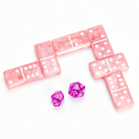Dominó de Resina Rosa Doble Seis 28 Piezas Ecológico con Logotipo Personalizado Impreso, Juego de Mesa de Ocio para Club, Familia, Adultos y Niños