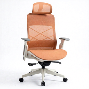 Chaise de bureau ergonomique en maille avec accoudoirs réglables et appui-tête intégré, design pivotant, style contemporain, base en plastique - Product Image 1