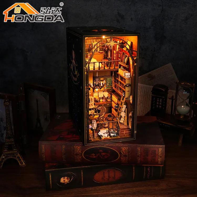 Hongda Magic Book Nook บ้านตุ๊กตาจิ๋ว DIY M2311 3D หนังสือปริศนาไม้